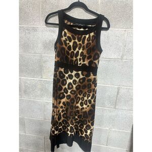 Elie McCarthy Petite Women's Cheetah Print Sheath Dress Size PM Sleeveless